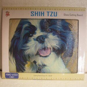 New in Package Shih Tzu Glass Cutting Board 12 x 10.25 Inches